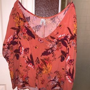 Burnt orange butterfly/floral crop top ❤️